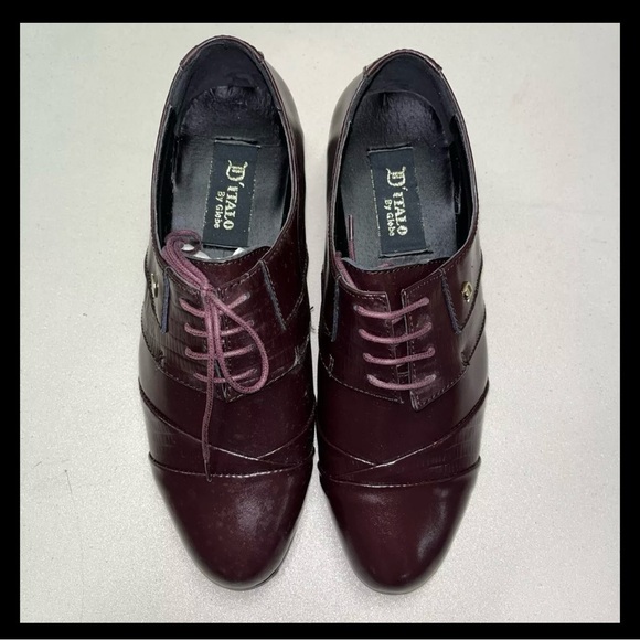 D'Italo Mens brown leather Comfort Cuban HeelFashion Dress Shoes Size 8